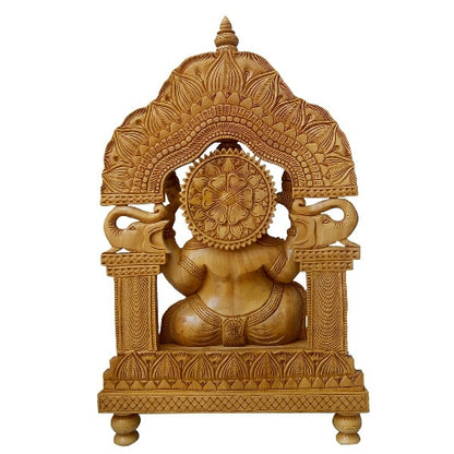 Lord meraw Ganesh Umbrella/Chatter Carving 18 inch Height Fully Carved Ganesh Idol Statue for Home Decor/Office and Temple