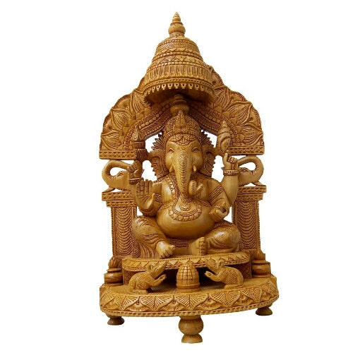 Lord meraw Ganesh Umbrella/Chatter Carving 18 inch Height Fully Carved Ganesh Idol Statue for Home Decor/Office and Temple