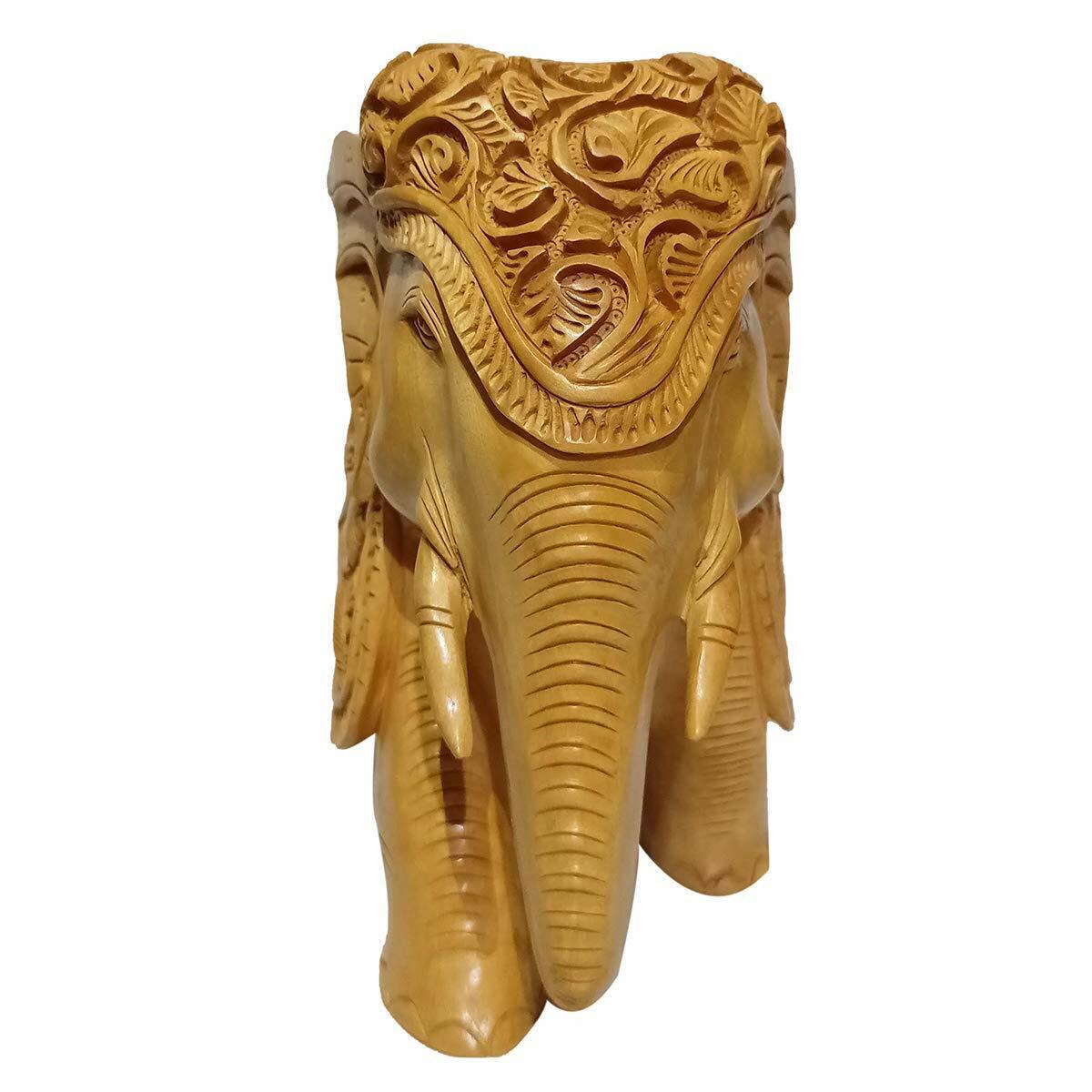 Wooden Elephant Fully Carved 15 cm Statue Idol for Home Decor/Gift Item