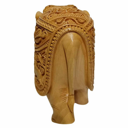 Wooden elephant fully carved 15 cm statue idol for home decor/gift item