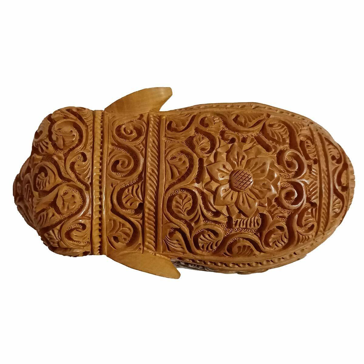 Wooden Elephant Fully Carved 15 cm Statue Idol for Home Decor/Gift Item