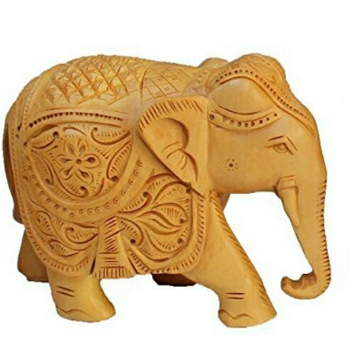 Wooden Elephant Carving 6 inch Fully Carved showpiece/Statue/Gift Purpose