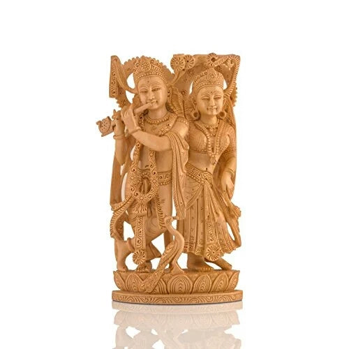 Wooden Radha Krishna 8 inch showpiece Statue Idol for Home/Office Temple/Gift Item/Home Decor