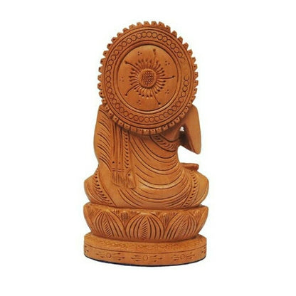 Wooden meditating buddha idol statue showpiece for home decor 8 inch gift item , idol for temple