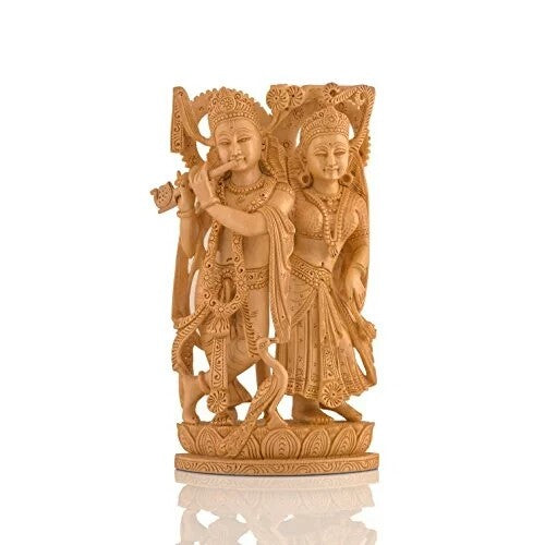 Fully Carved Wooden Radha Krishan Statue Handmade showpiece/Statue Idol for Home Decor/Gift Item/Temple
