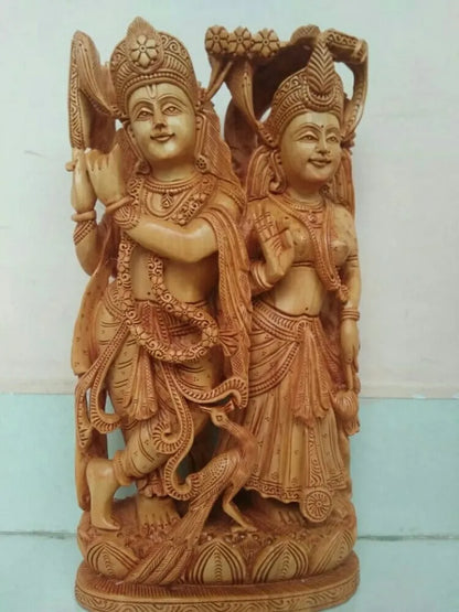 fully carved wooden radha krishan statue handmade showpiece/statue idol for home decor/gift item/temple