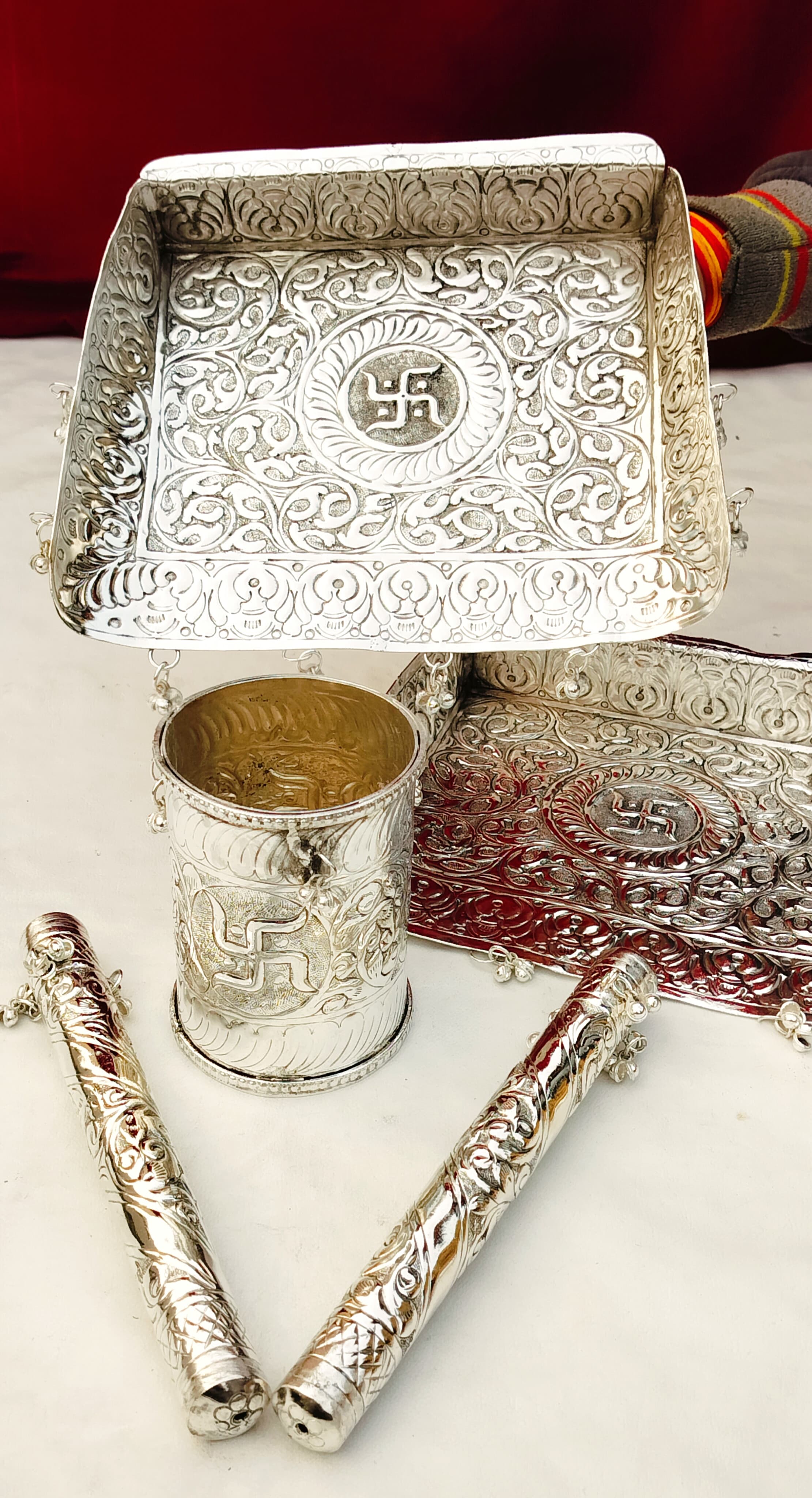 German Silver Wedding Essential okhli -musal Set with supadi for Wedding