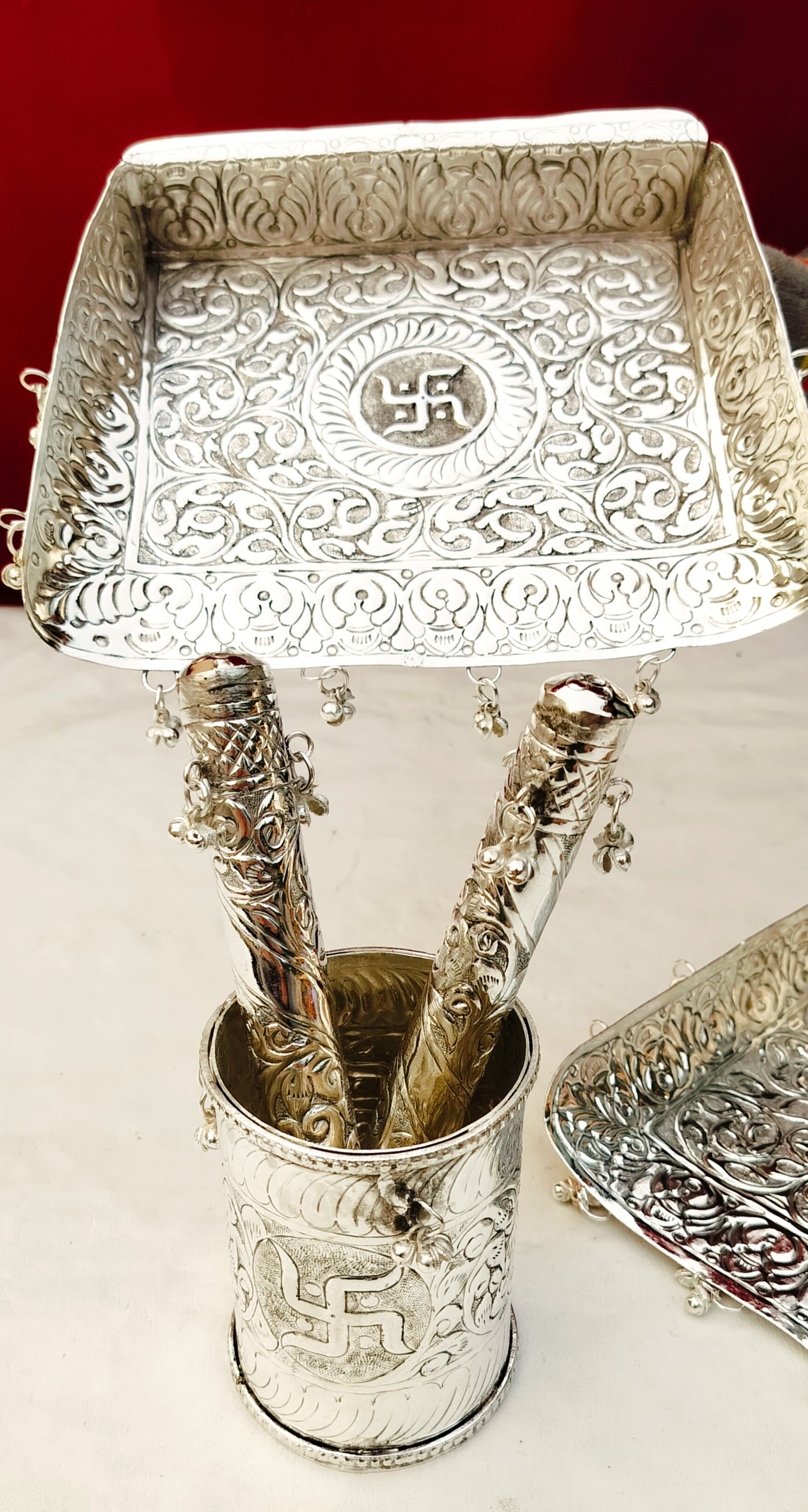 German Silver Wedding Essential okhli -musal Set with supadi for Wedding