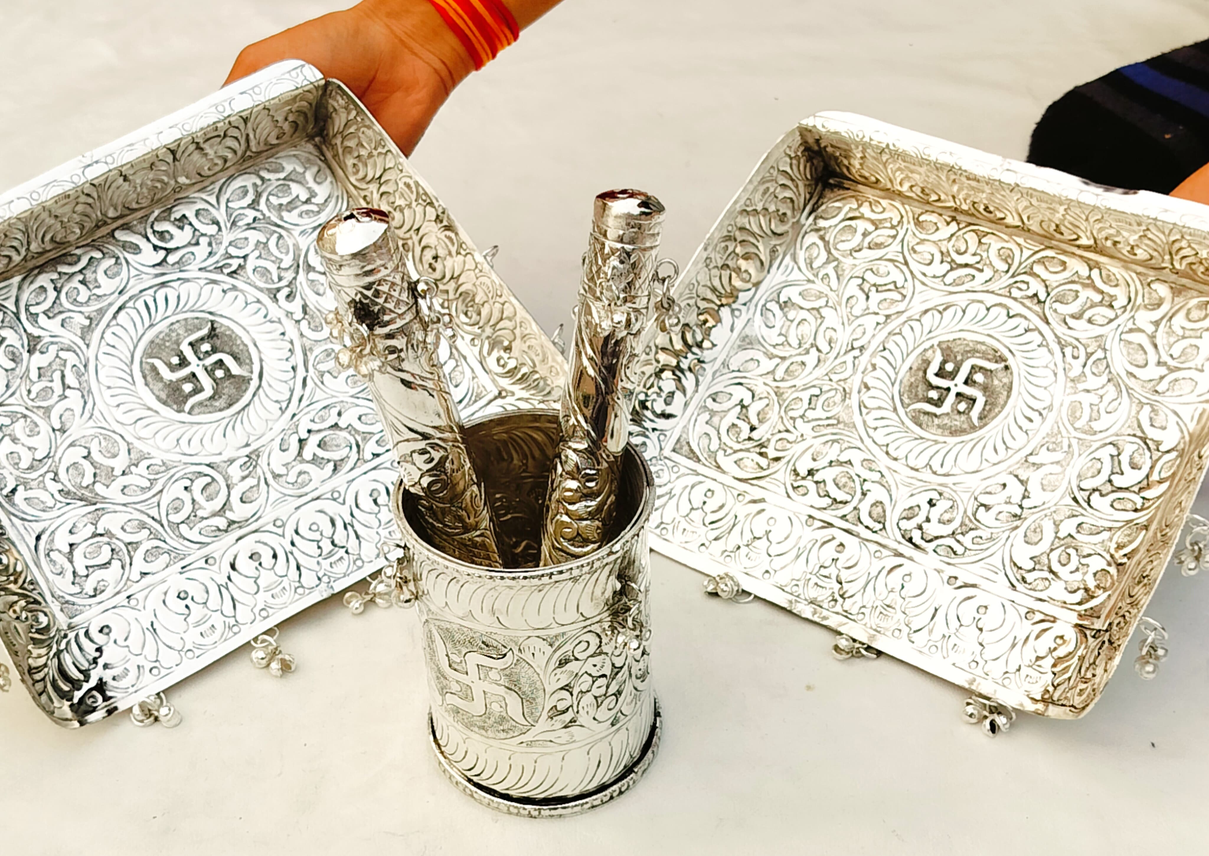 German Silver Wedding Essential okhli -musal Set with supadi for Wedding