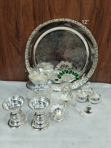 German Silver Combo Pooja thali Set