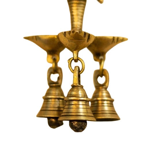 Brass Ganesh Wall Hanging with Bells and Diya Oil lamp for Home décor/ Temple