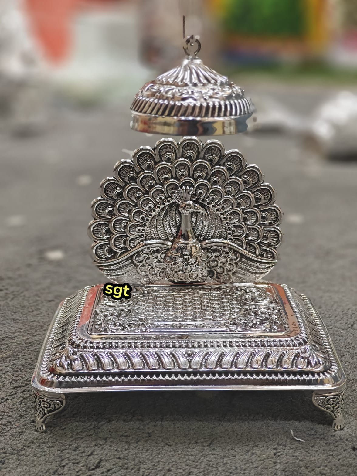 Silver Plated Singhasan – Handmade Spiritual Décor