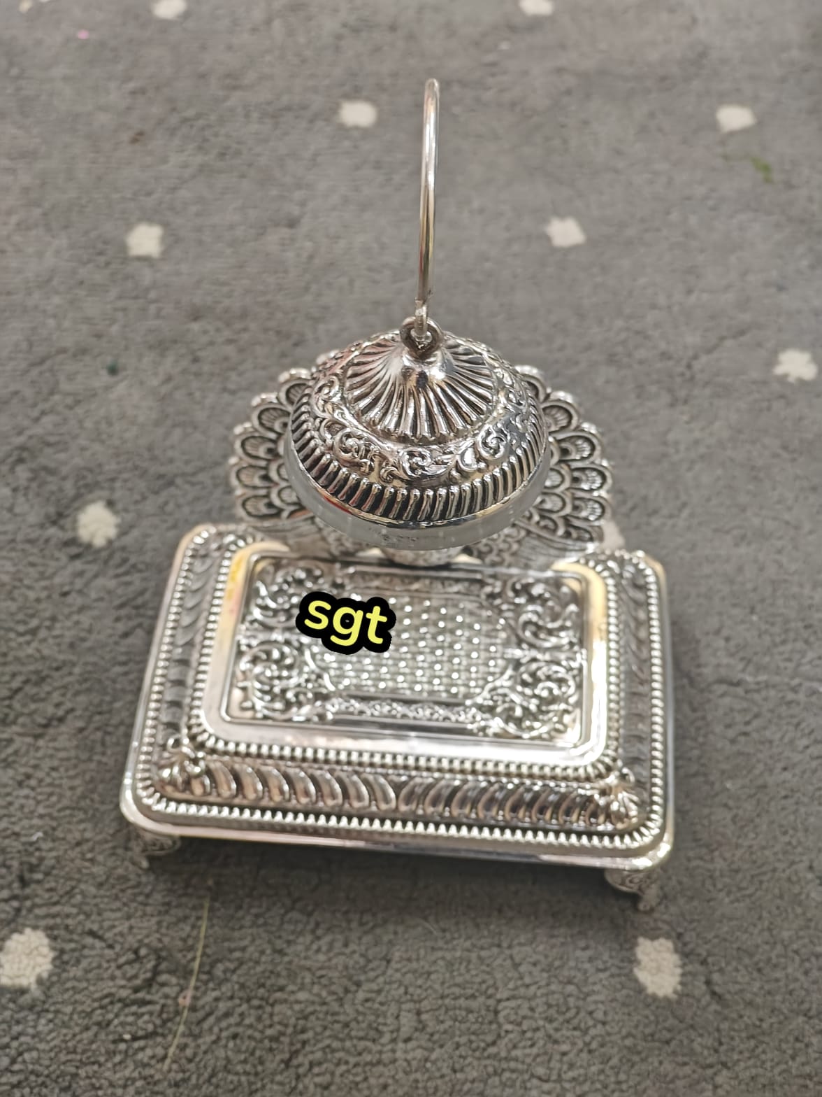 Silver Plated Singhasan – Handmade Spiritual Décor