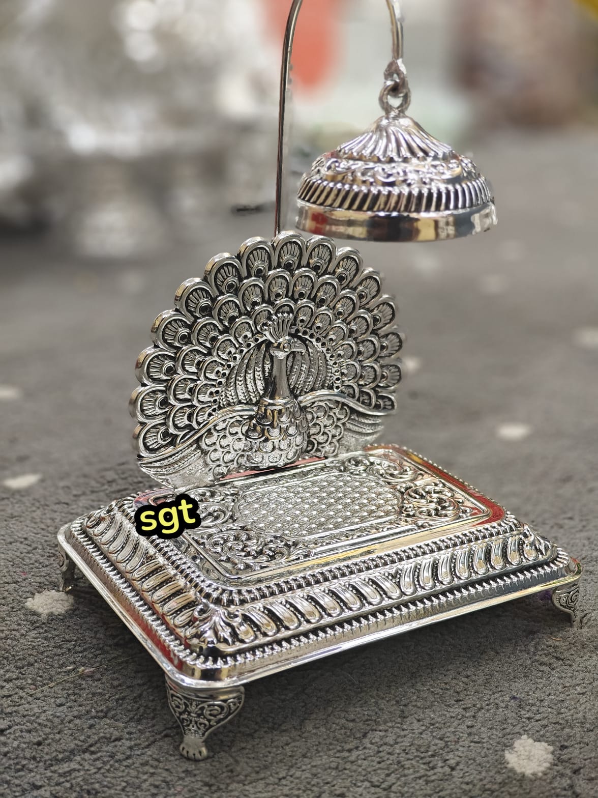 Silver Plated Singhasan – Handmade Spiritual Décor