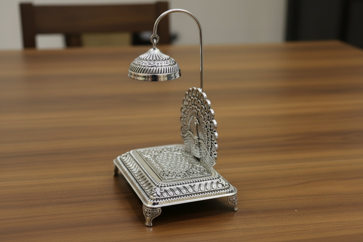 Silver Plated Singhasan – Handmade Spiritual Décor