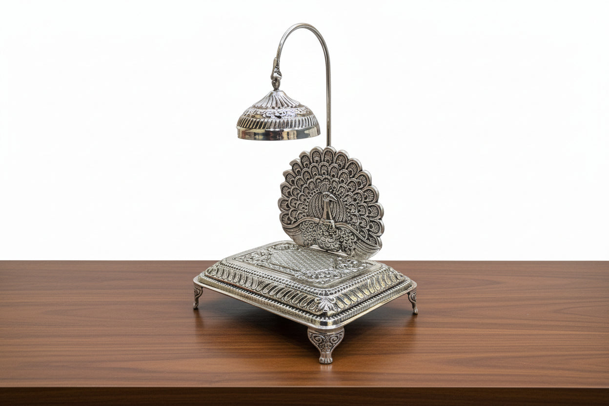 Silver Plated Singhasan – Handmade Spiritual Décor