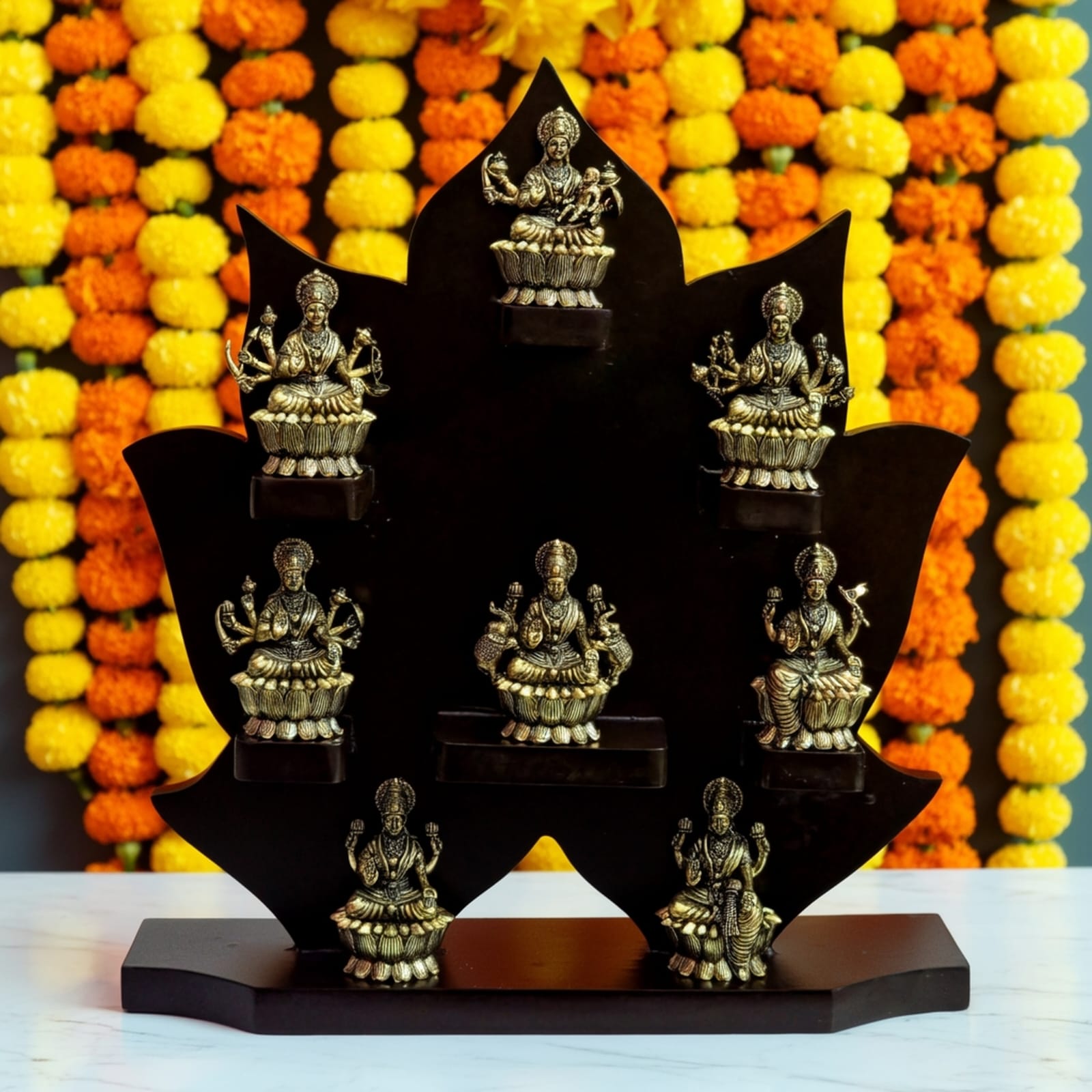 Wooden Frame with Brass Ashta Lakshmi – Handmade Spiritual Wall Décor