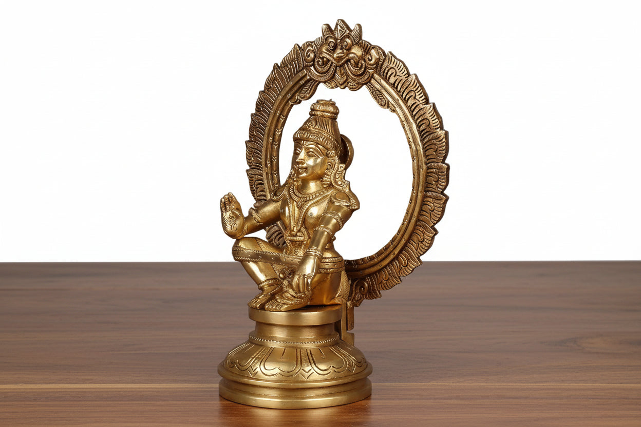 Brass Lord Ayyappa Statue – Handmade Dharmasastha Idol for Pooja & Décor