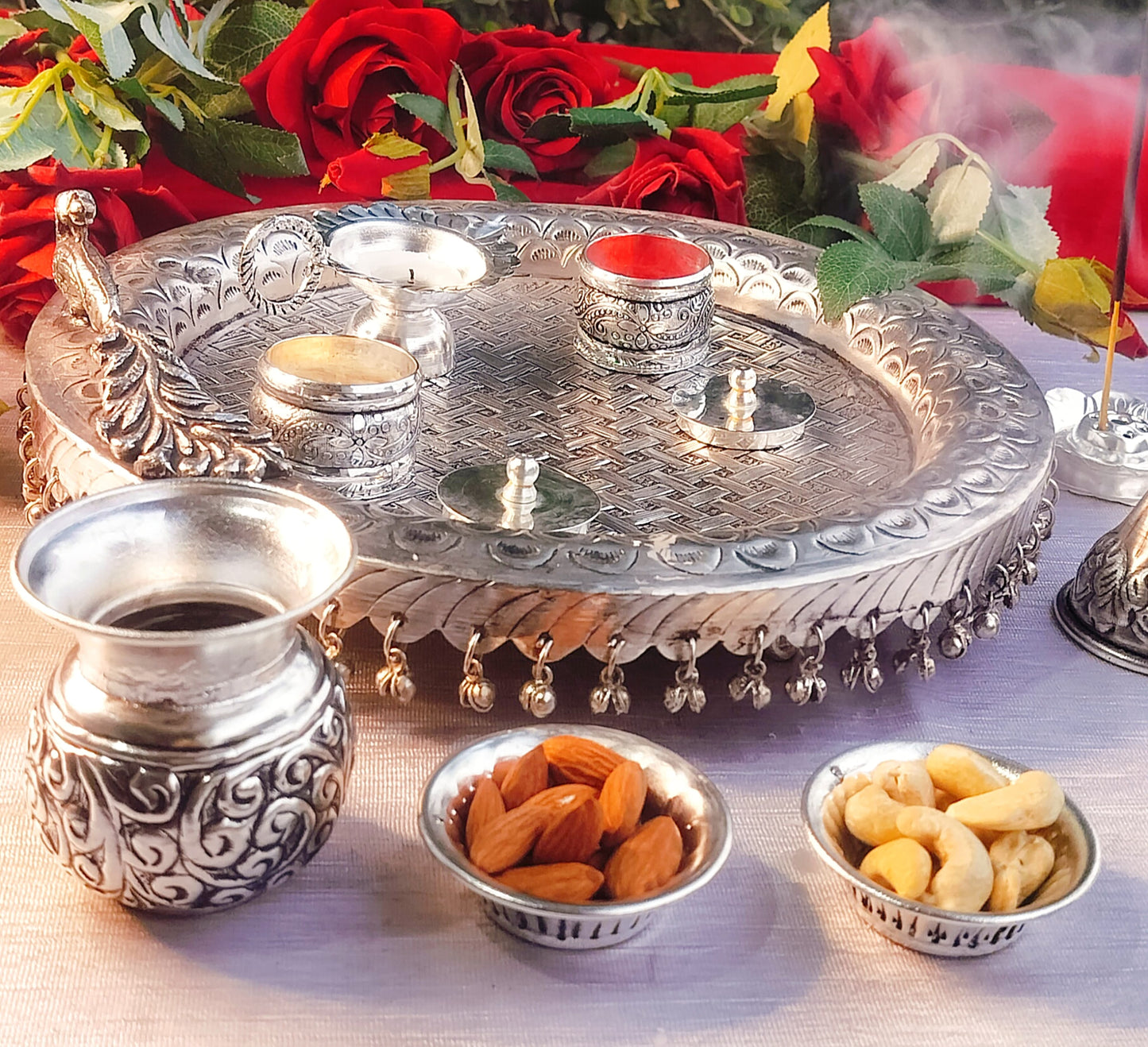 German silver  pooja set for karawachauth