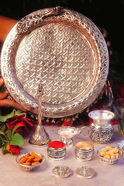 German silver  pooja set for karawachauth