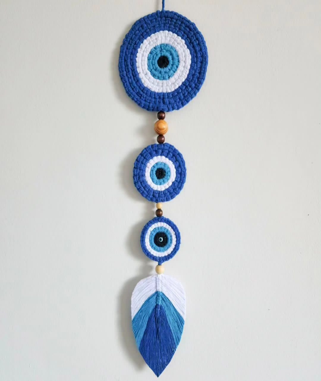 evil eye handmade colorful macrame cotton wall hanging 23" for home decor/gift item