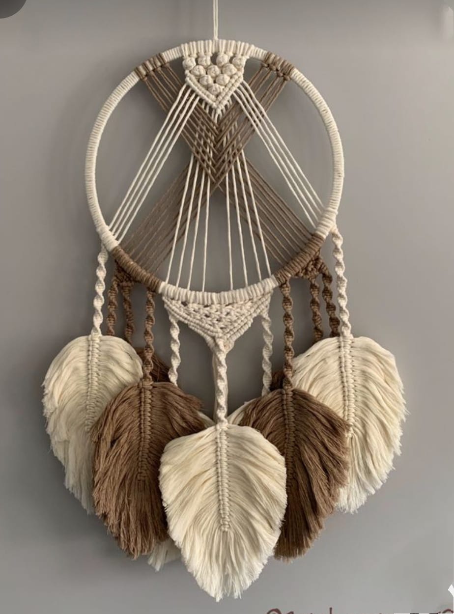 colorful macrame wall hanging home decor/gift purpose leaf design