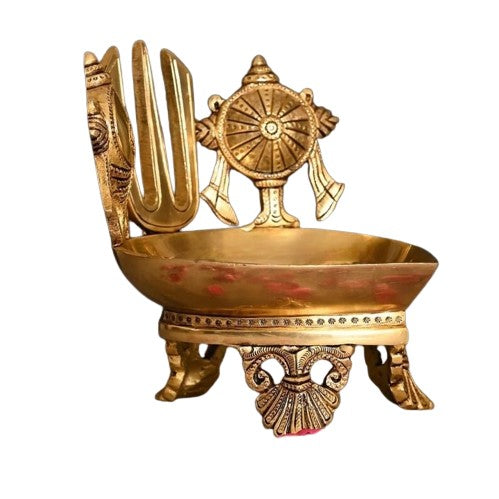 Brass SHANKH Chakra Namah Diya ,Big Size Diya for Gift Purpose / Diwali Item