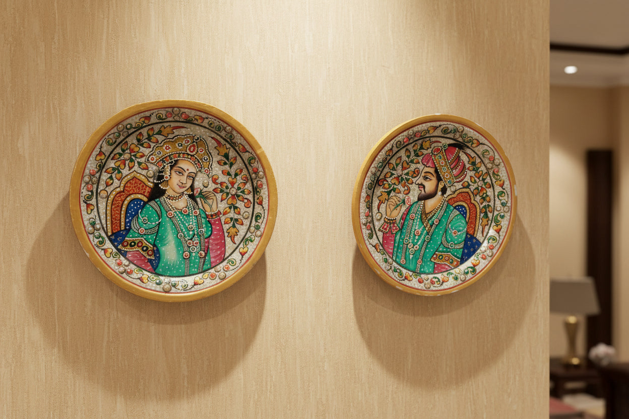 Marble raja  Rani Wall Hanging with Meenakari Work – Handcrafted Home Décor Art