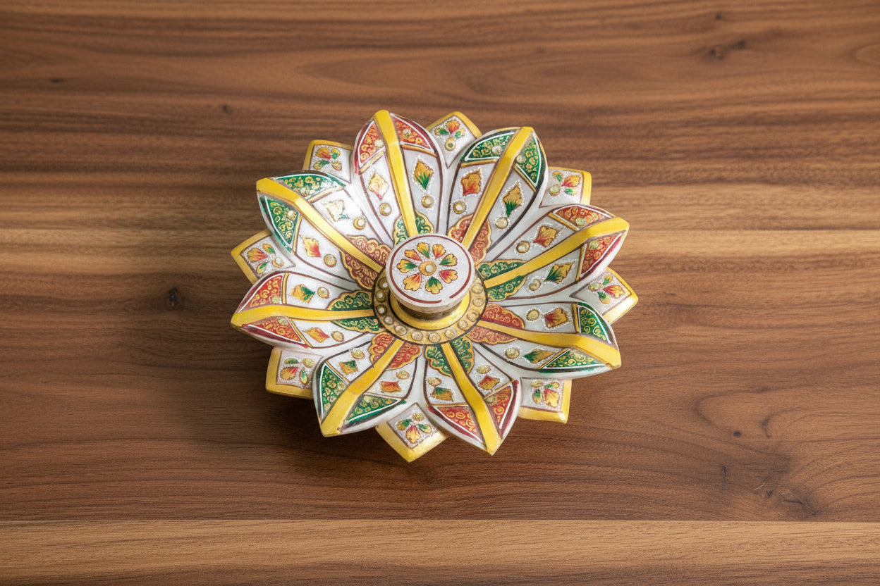 Marble Meenakari Urli – Colorful Handcrafted Bowl for Home Décor