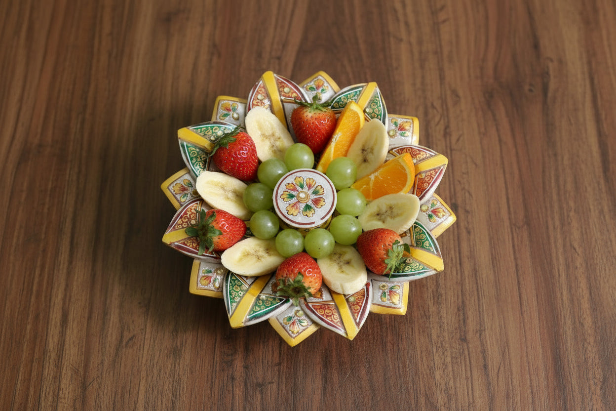Marble Meenakari Urli – Colorful Handcrafted Bowl for Home Décor
