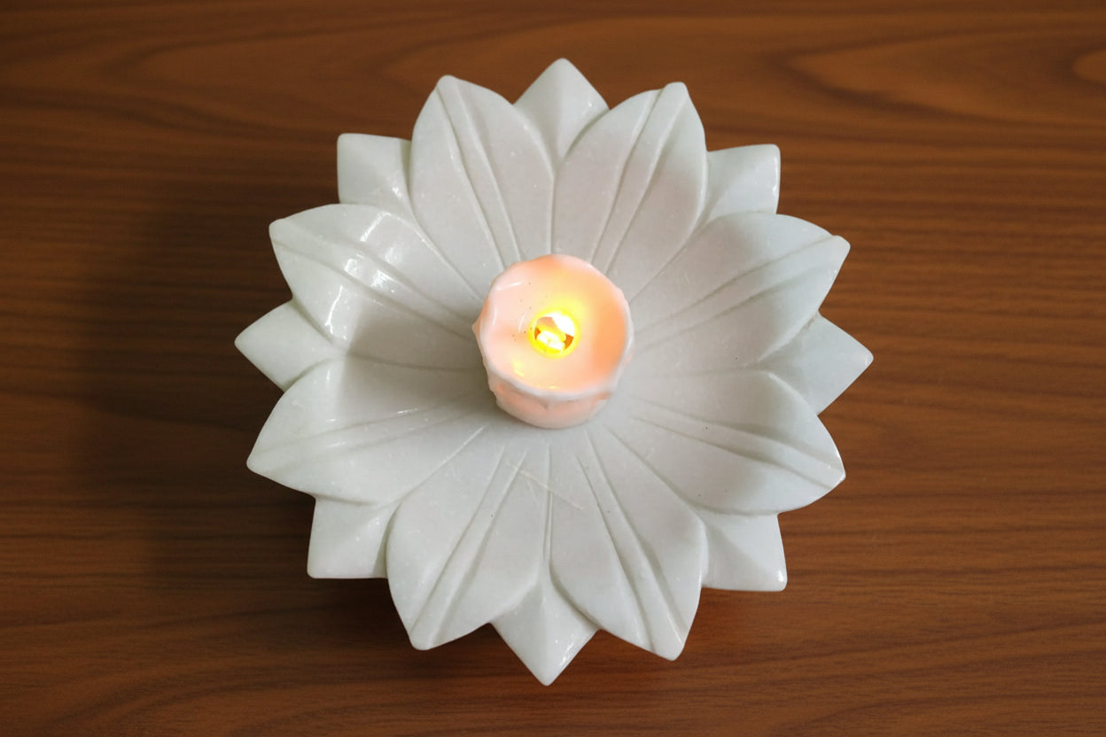 Marble lotus Urli – Colorful Handcrafted Bowl for Home Décor