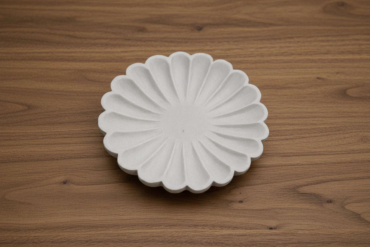 Marble Flower Urli 9" – Handcrafted Home Décor Bowl & Snacks Platter