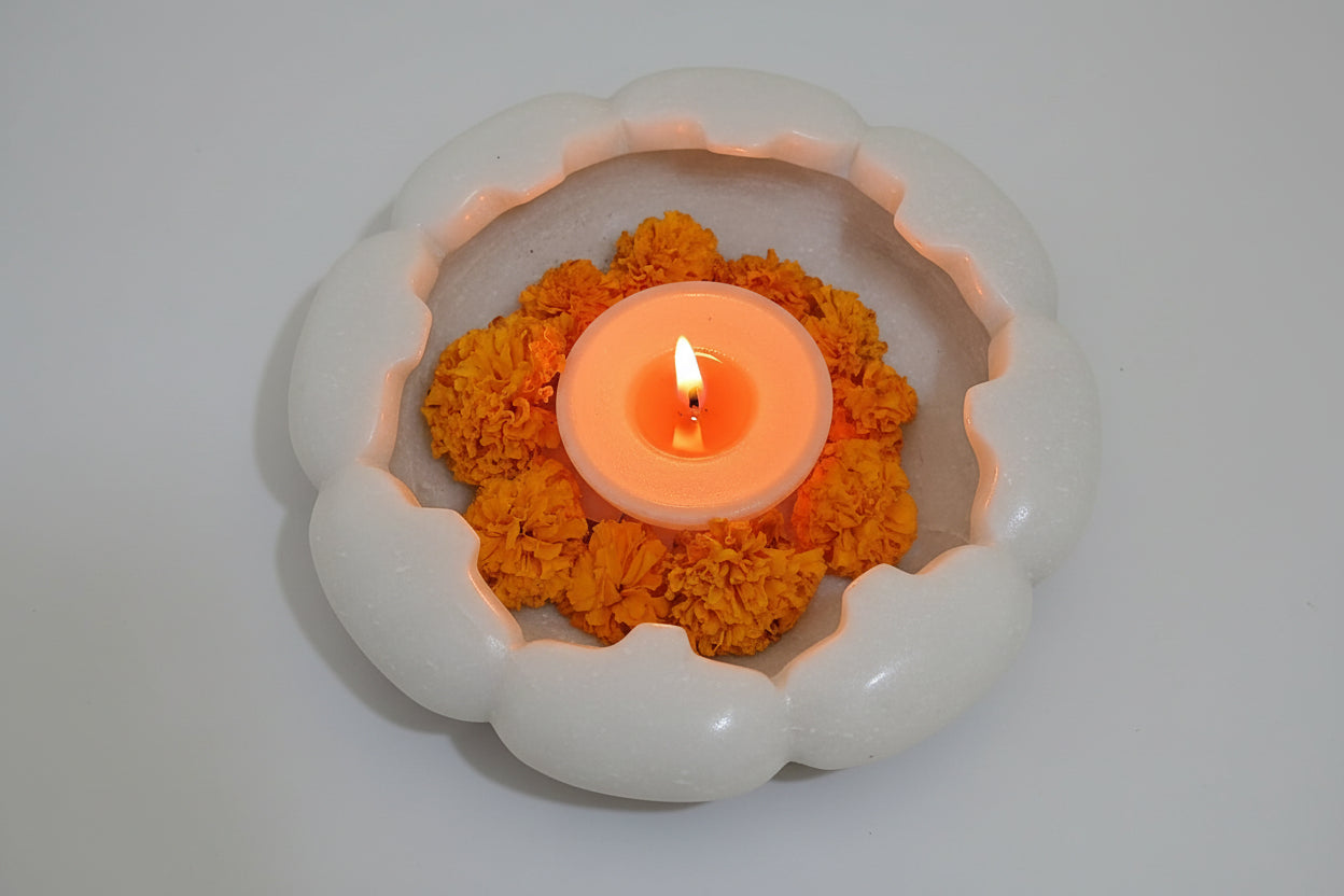 9" Marble Platter / urli bowl – Handcrafted Home Décor & Serving Tray