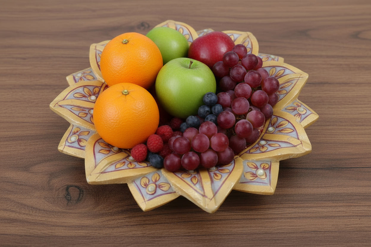 Marble Urli Bowl with Meenakari & Stone Work – Traditional Décor & Serving Piece, 9"