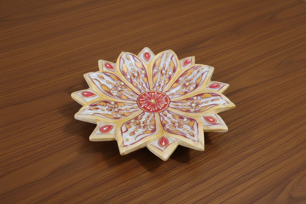 Marble Urli Bowl with Meenakari – Traditional Décor & Serving Piece