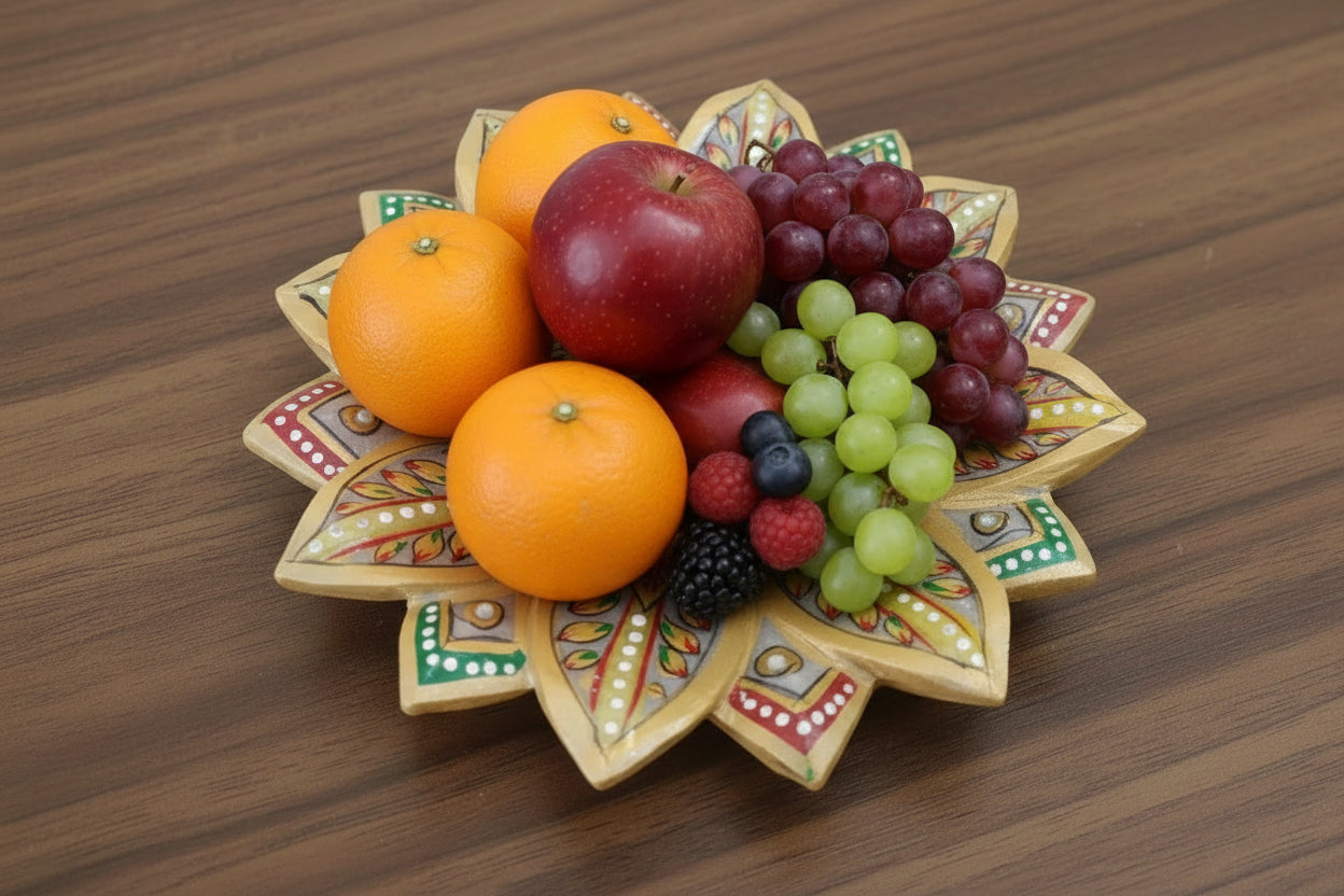 Marble Urli Bowl with Meenakari  – Traditional Décor & Serving Piece, 9"