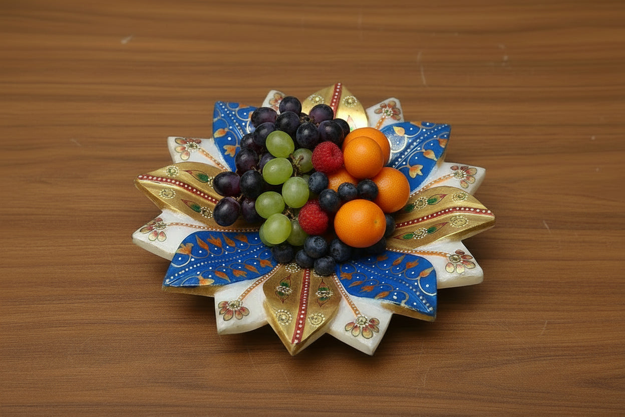 Marble Urli with Meenakari & Stone Work – Traditional Décor