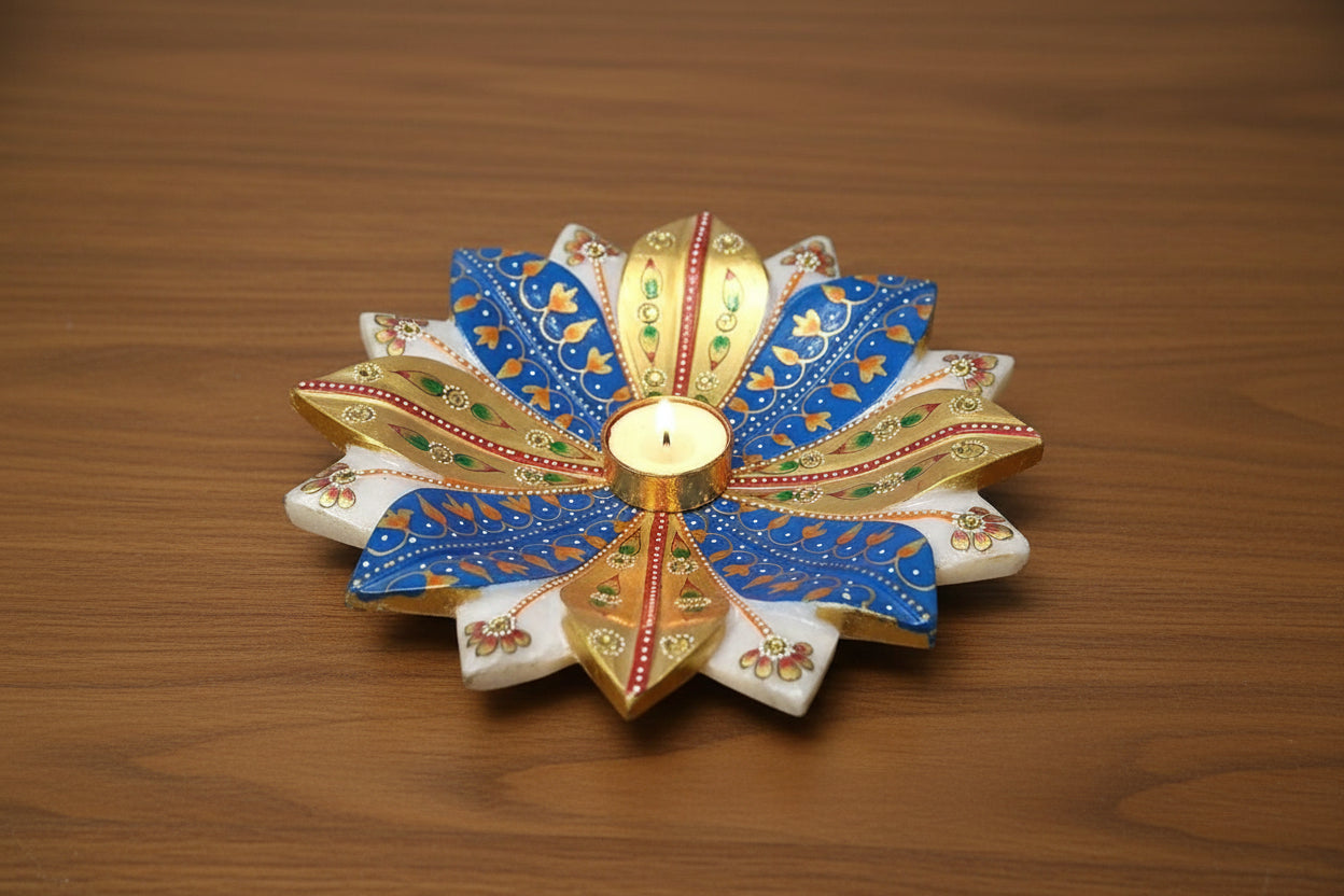 Marble Urli with Meenakari & Stone Work – Traditional Décor