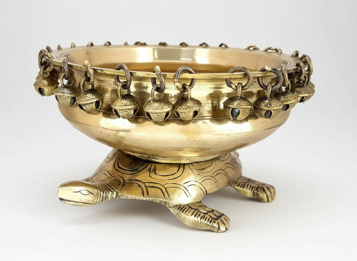 Brass tortoise urli with ghungru bowl home decor/gift item/office