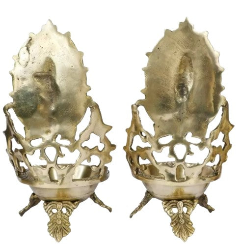 Brass Lakshmi Ganesh Diya Pair Set for Housewarming/Diwali Festival/Home Decor