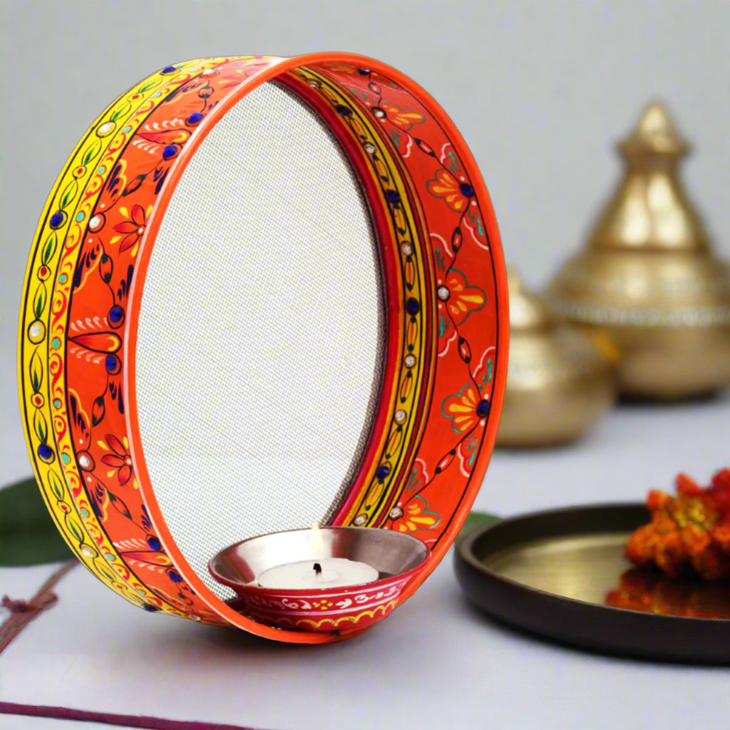 hand painted karwachauth pooja thali set of 4 pieces