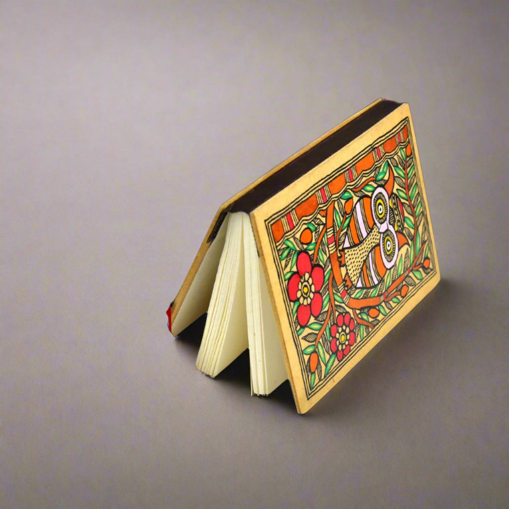 The Curious Owl – Handmade Diary with Whimsical Owl Artwork Personal Journal