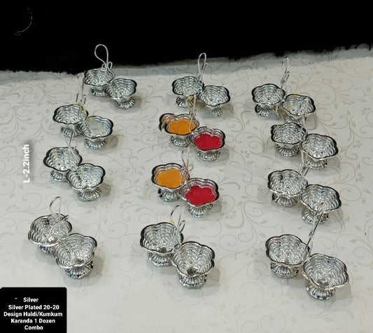 silver plated set of 10 give away pooja items