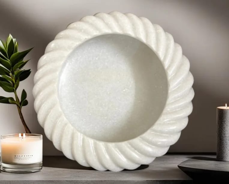 marble leheriya design urli fruit platter/snacks platter/home decor