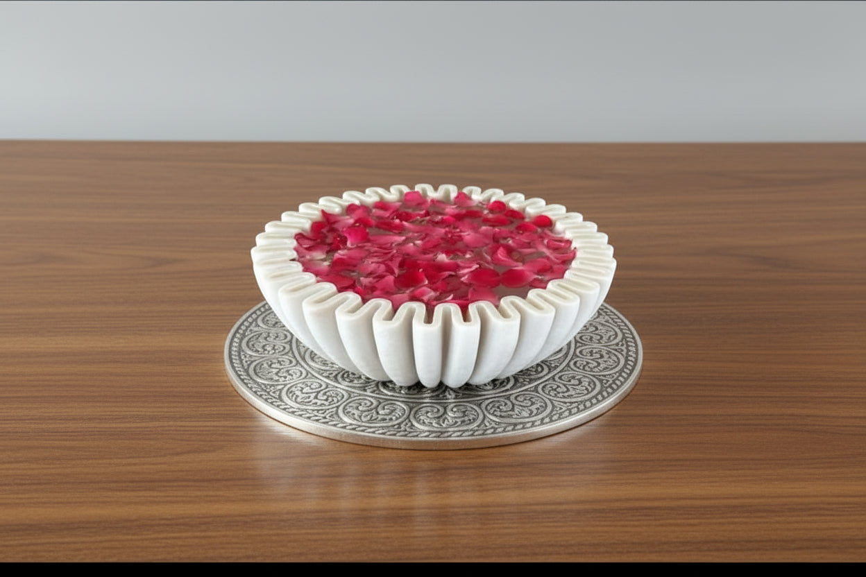 Marble spiral Urli Bowl – 6 Inch Decorative Centerpiece