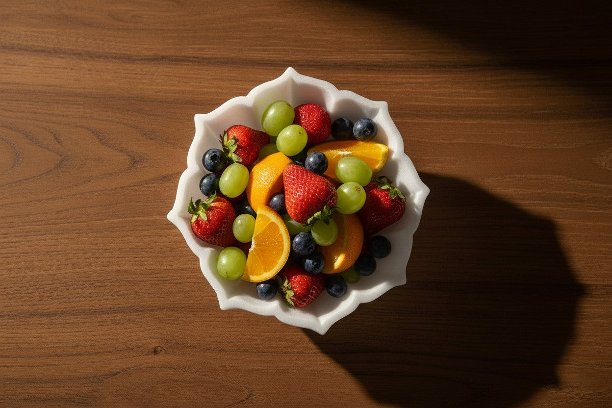 Marble Urli Bowl – 6 Inch Decorative Centerpiece