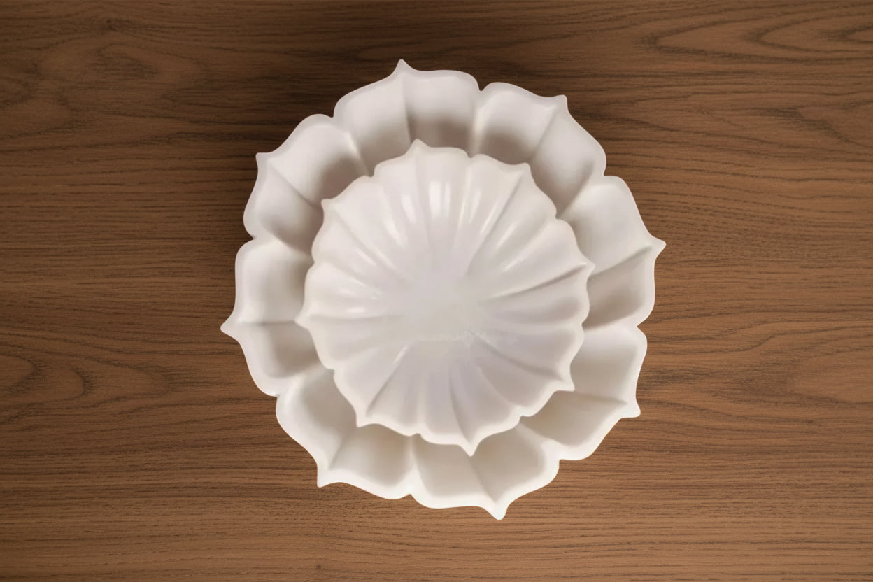 set of 2 Marble Urli Bowl – 6 and 9 Inch Decorative Centerpiece