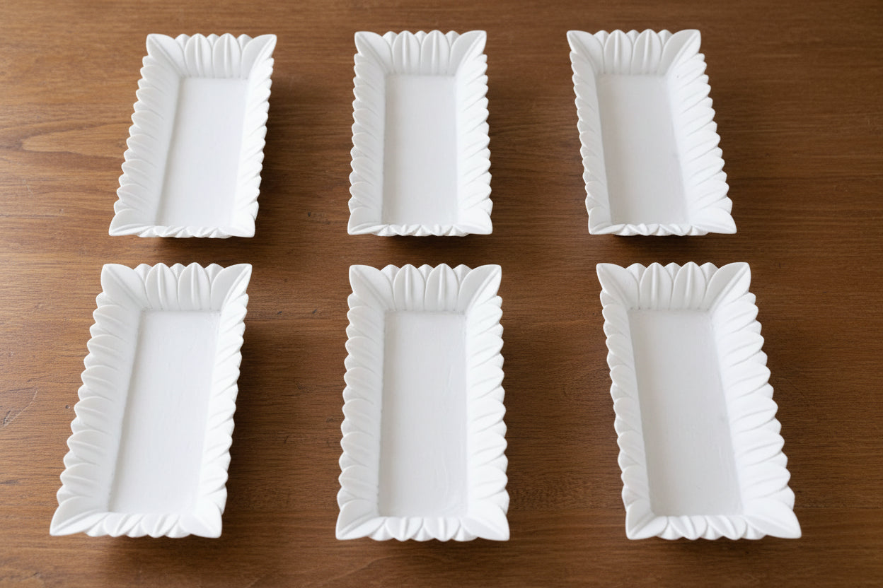 Marble Rectangle Urli Bowl – 12 Inch Decorative Centerpiece