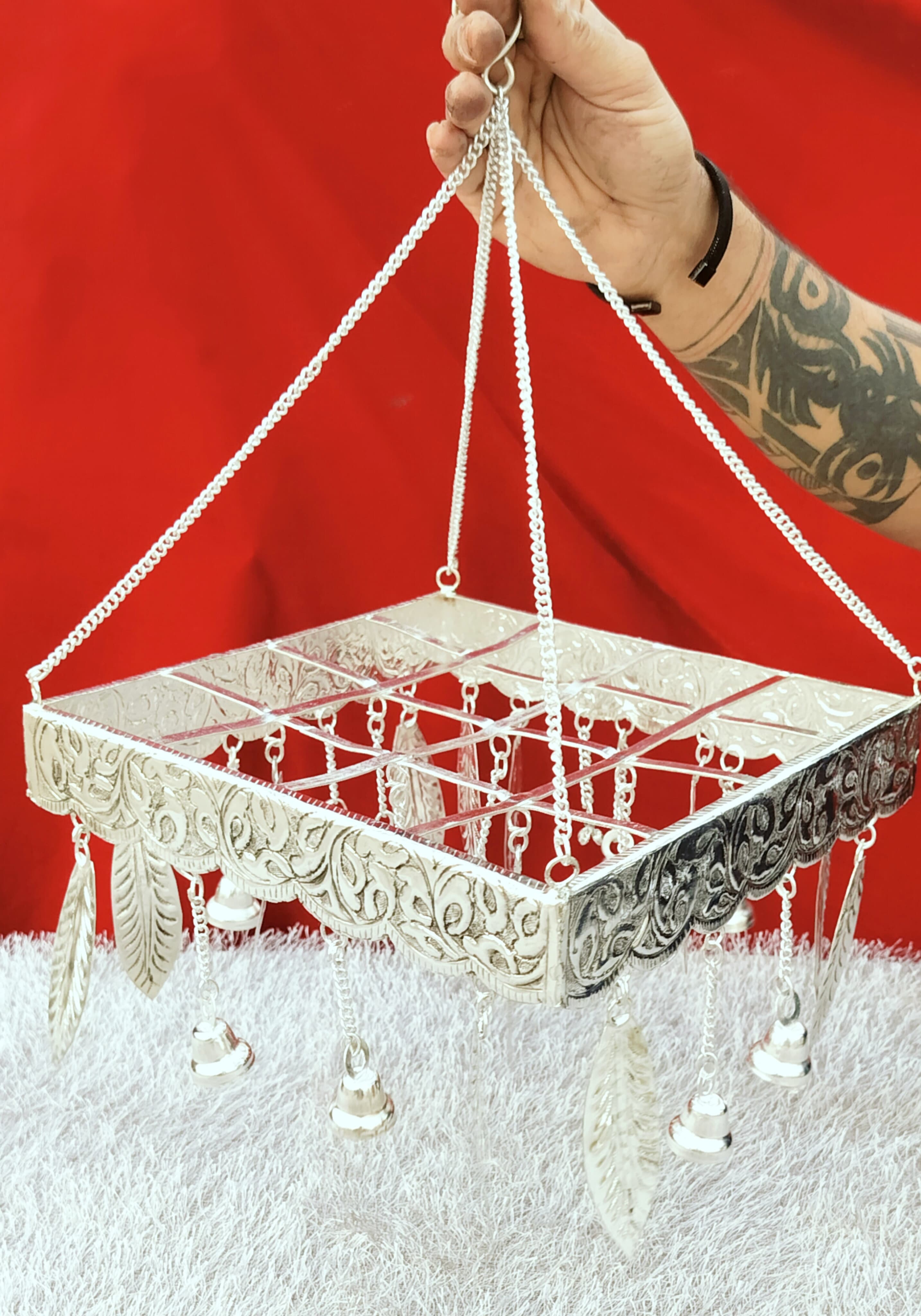 German silver heavy gauge antique finish hanging palavelli set