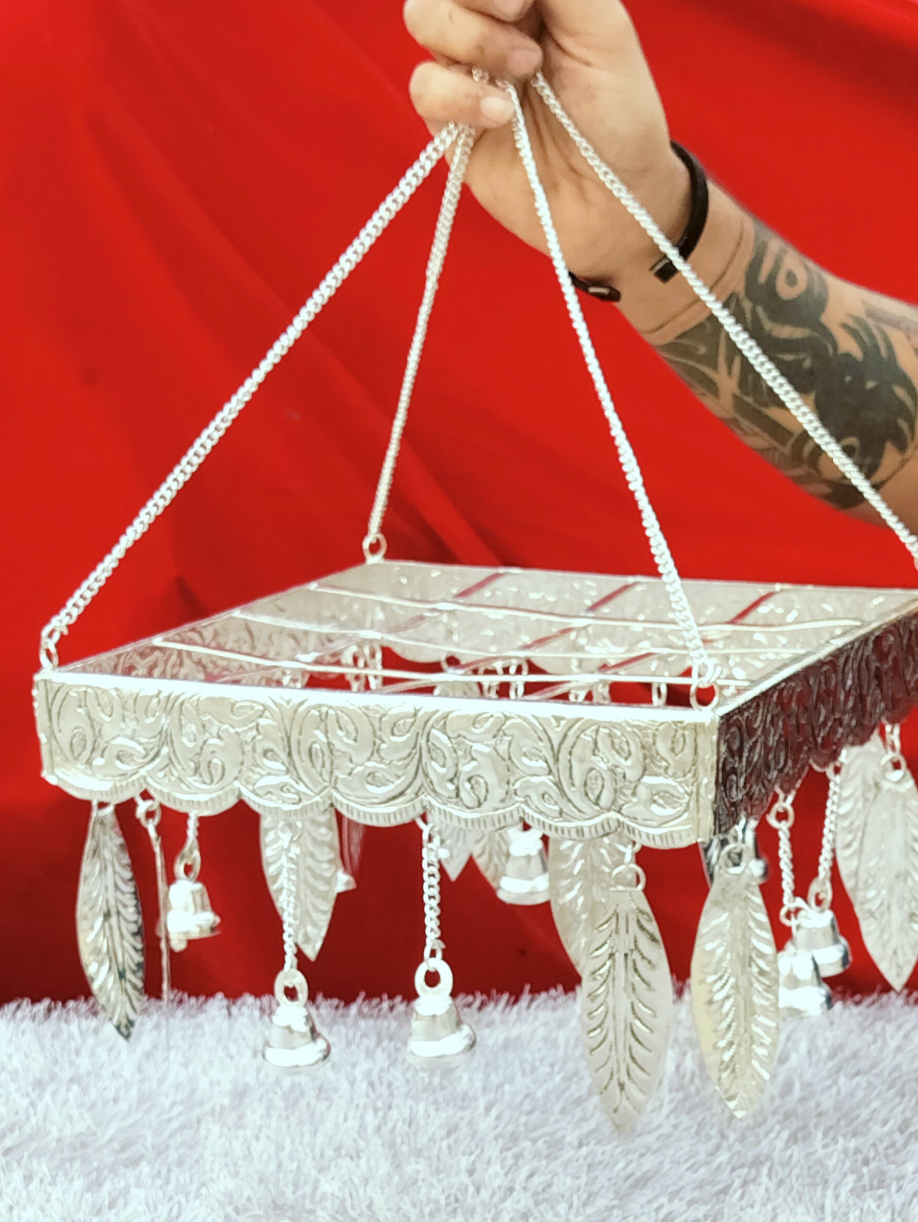 German silver heavy gauge antique finish hanging palavelli set